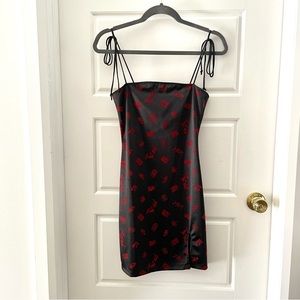 URBAN OUTFITTERS Motel Mini Bodycon Dress Black and Red motif, Size MEDIUM